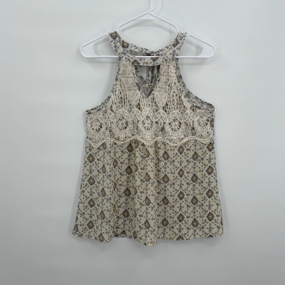 Altar'd State Women Small Halter Tank Top Lace Crochet Floral Medallion J64392WL